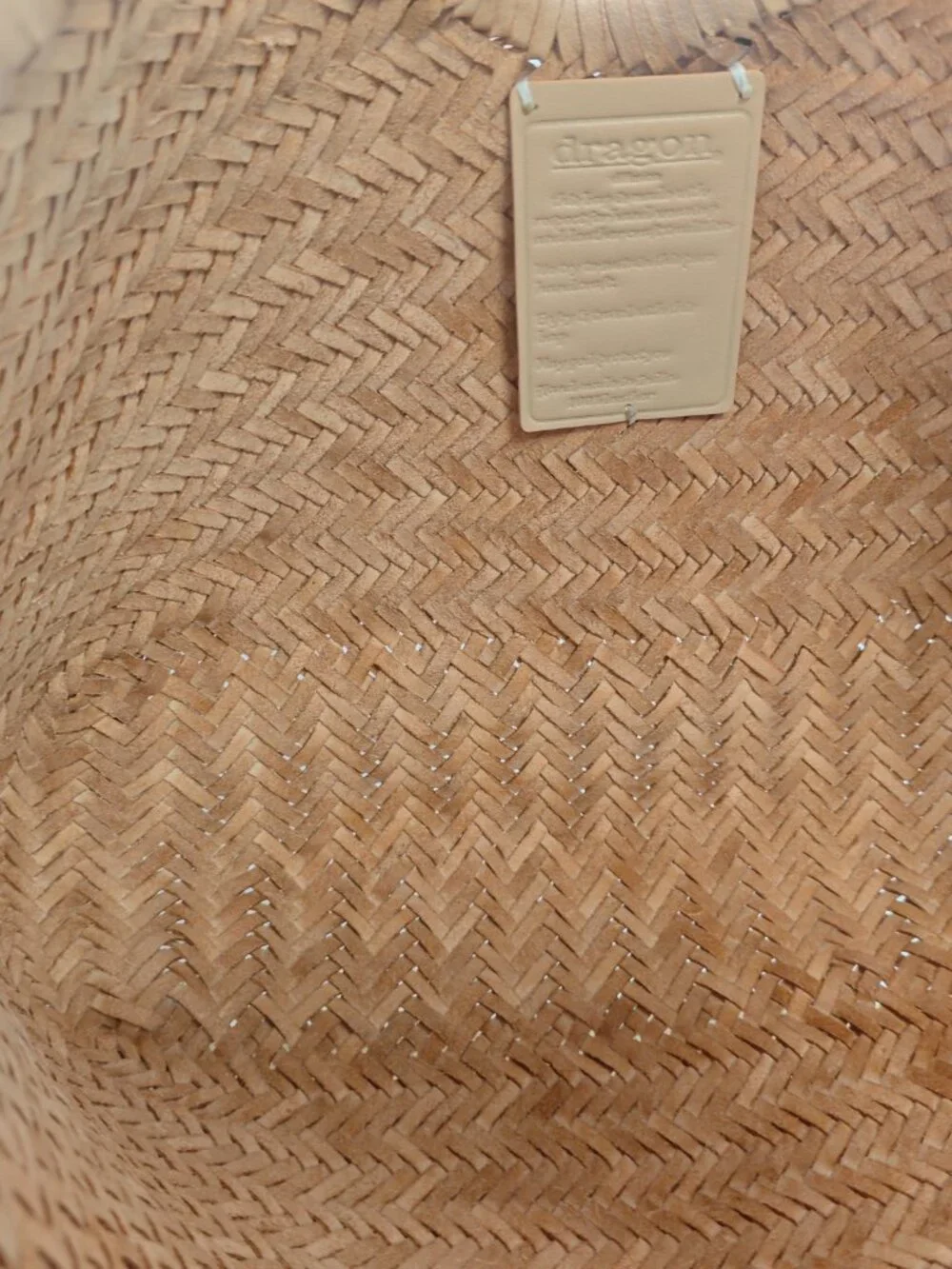 Dragon Diffusion nantucket woven basket bag in sand-sizeHeight: 40cm Width: 24cm - Picture 5 of 10